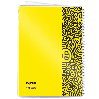 دفتر روکش پلاستیکی سیمی پاپکو PAPCO تک خط 80 برگ