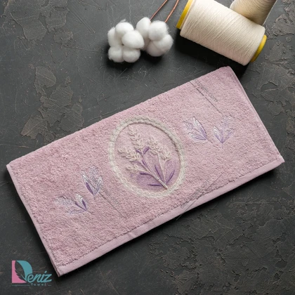 حوله دستی سرمه دوزی گندم رنگ یاسی