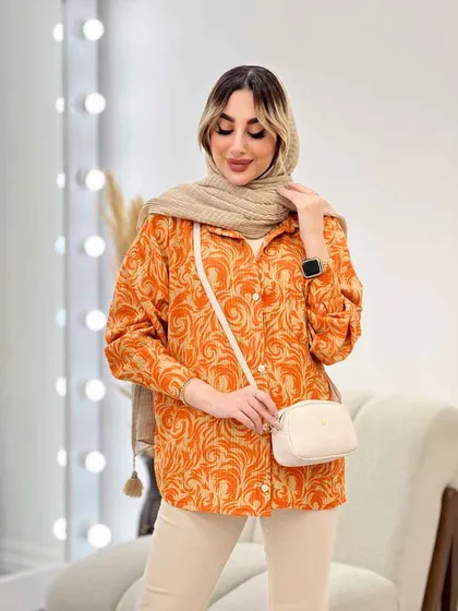 شومیز طرح دار تک جیب