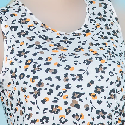 پیراهن زنانه آستین حلقه یقه گرد چاپدار بلکس (نیکوتن پوش) کد 15416