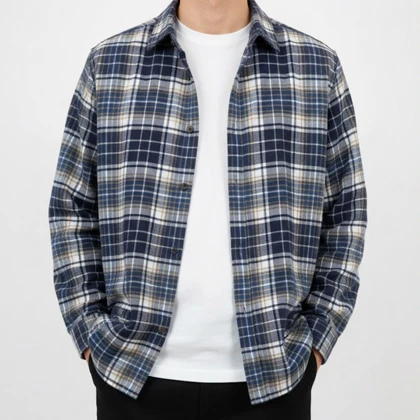 پیراهن پشمی چهارخانه گرم دار قواره باکسی استایل گرم و شیک مناسب زمستان 1404