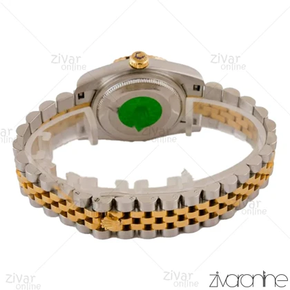 ساعت رولکس دیت جاست زنانه صفحه طوسی ایندکس نگین‌دار مدیوم 105045