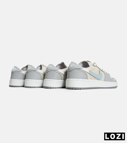 کفش کتانی مردانه طوسی کرم آبی نایک NIKE jordan 1