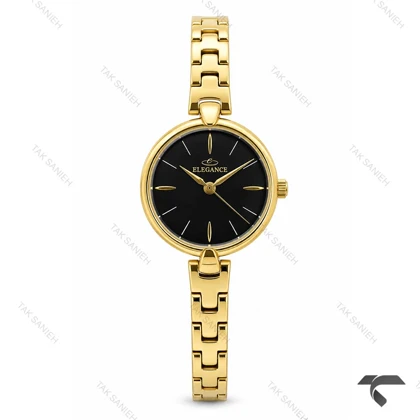 ساعت مچی الگانس زنانه رفرنس EL007 طلایی صفحه مشکی Elegance-11476-L