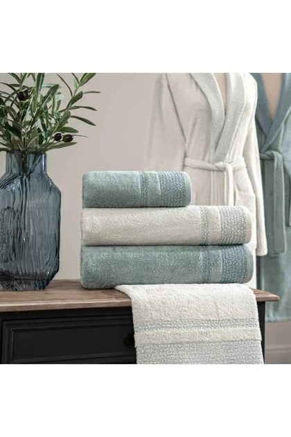 ست حوله خانوادگی Taç مدل Ronny Pure Cotton پنبه‌ای - طوسی