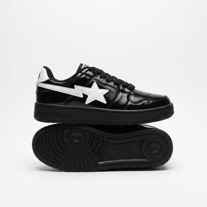 کفش کتانی ونس مدل BAPE STA مشکی سفید ورنی 295697