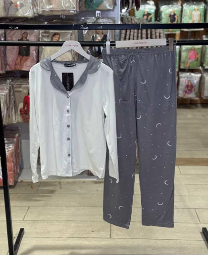 بلوز شلوار جلو دکمه‌ای سایز  نرمال سیاه اینجه کد24008