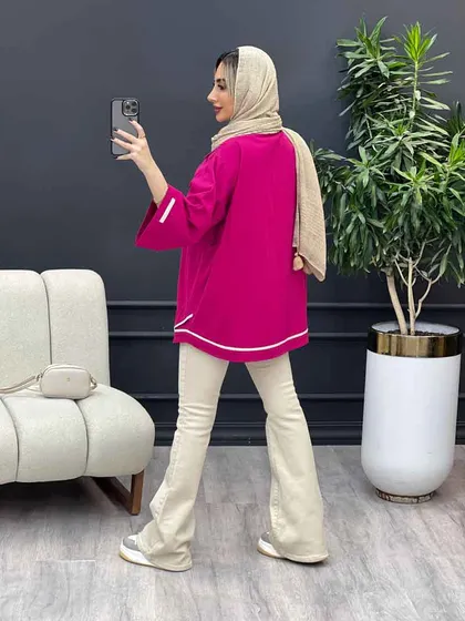 مانتو نوار دوزی دو جیب