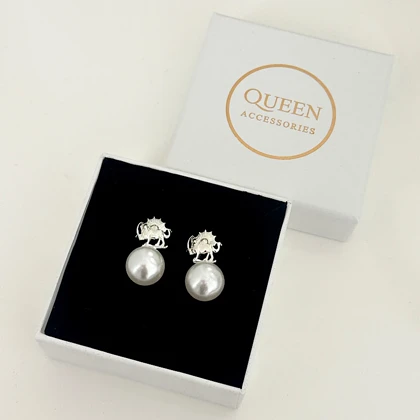 گوشواره زنانه شیر و خورشید مرواریدی کد 917