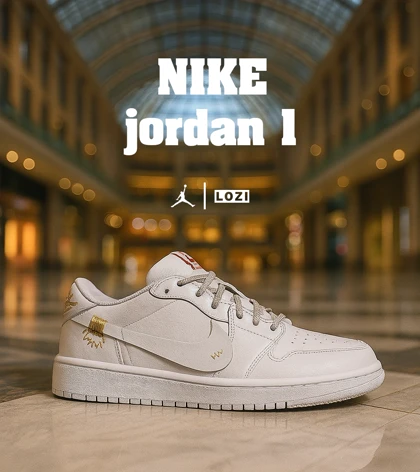 کفش کتانی مردانه و زنانه سفید NIKE jordan 1 مدل 7280