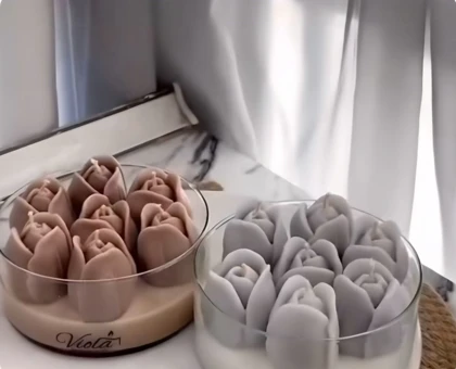 باکس شمع جار مدل گل رز دستساز دلبر