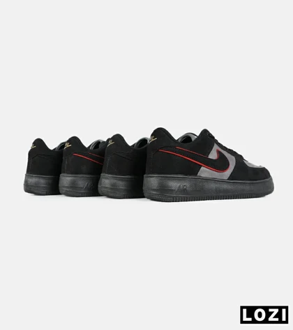کفش مردانه و زنانه مشکی طوسی قرمز NIKE AIR FORCE مدل 7443