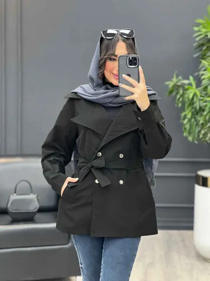 بارانی چهاردکمه کمر دار