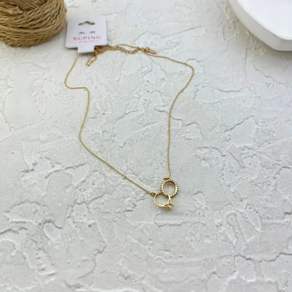 گردنبند زنانه ژوپینگ مدل آلینا طرح حلقه با آویز ظریف نگین‌دار