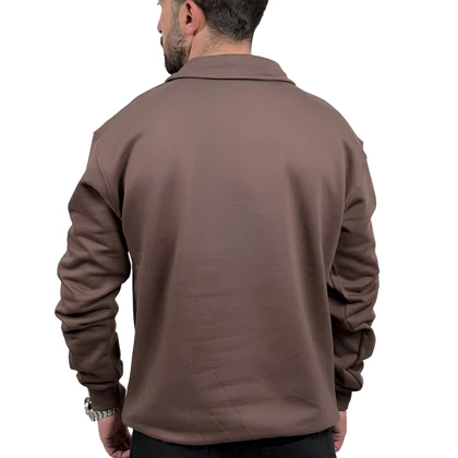 دورس مردانه قهوه ای مدل یقه نیم زیپ