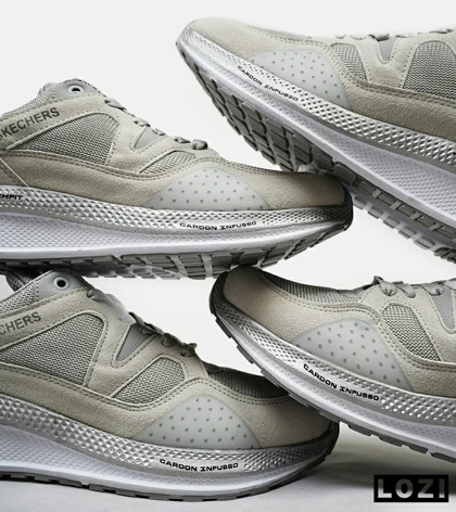 کفش کتانی طبی زنانه و مردانه طوسی سفید SKECHERS archfit v02