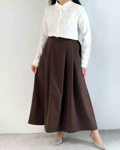 دامن کرپ جلو پیلی کد 5546