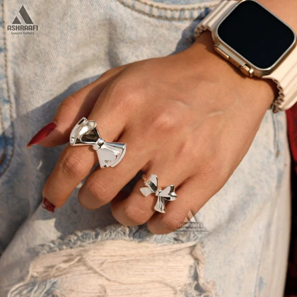 انگشتر پاپیون نقره‌ای Bow Tie Ring S6