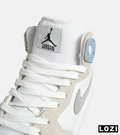 کفش کتانی ساق‌دار زنانه و مردانه سفید کرم آبی نایک NIKE jordan 1 مدل 8143