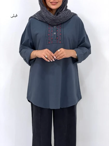 مانتو لینن گلدوزی نبات 1