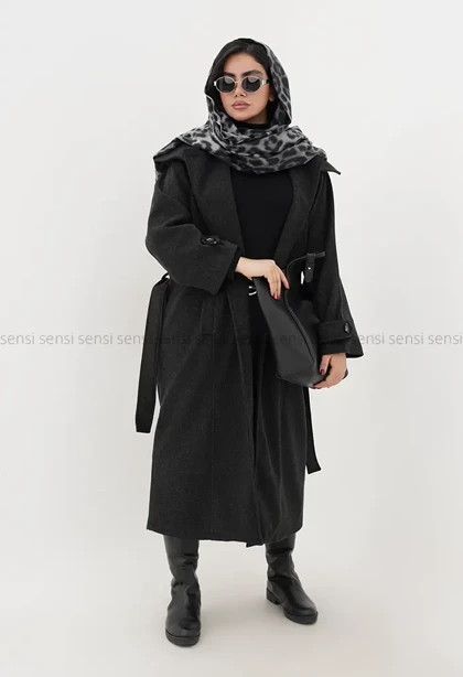 پالتو فوتر 2دکمه یقه ایستاده آستر دار@ کد1004814