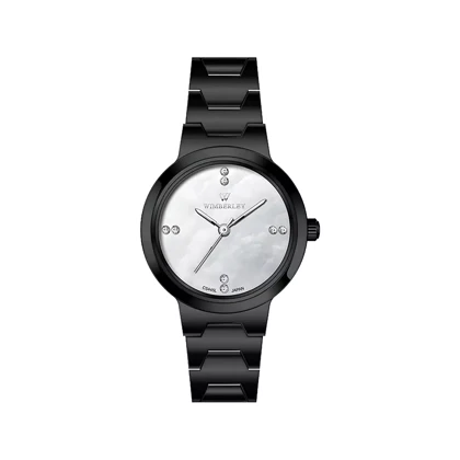 ساعت عقربه ای ویمبرلی زنانه فلزی مشکی صفحه سفید WB-CS445L-W