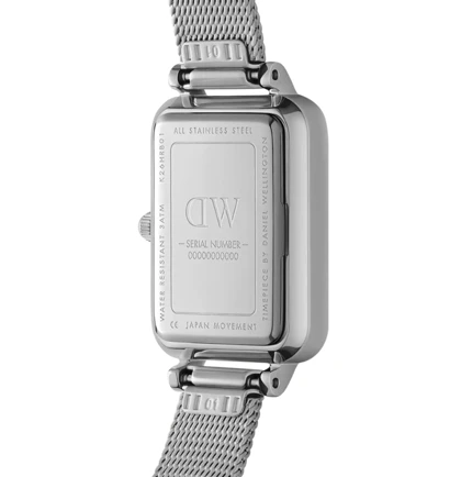 ساعت دنیل ولینگتون حصیری زنانه نقره ای صفحه مستطیل سفید Daniel Wellington Silver