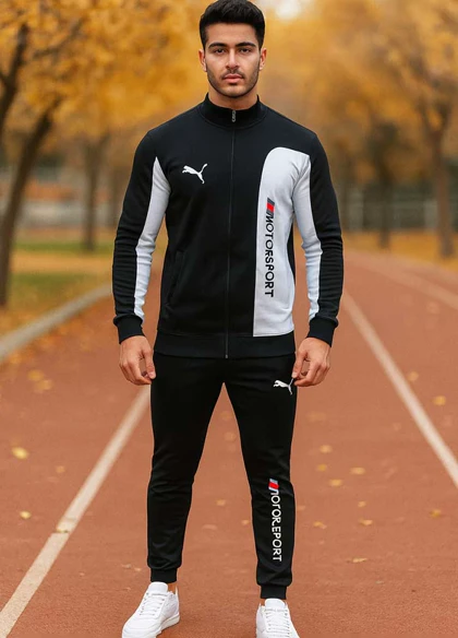 ست سویشرت شلوار مردانه مشکی مدل MotorSport ویژه