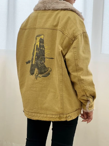 کت جین داخل تمام خز دار کد 3202