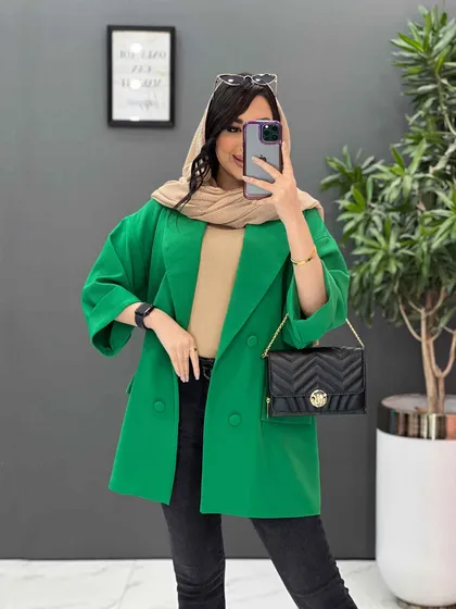 مانتو کتی چهاردکمه آستین دوبل