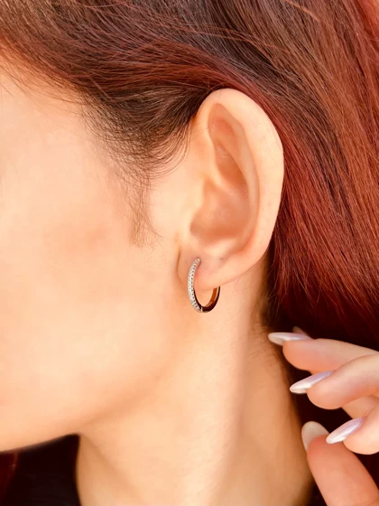 گوشواره حلقه‌ای دورنگین X8