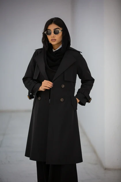 بارانی سانتانا دکمه دوبل بلند New