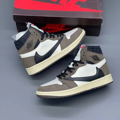 کفش نایک ایر جردن وان ساق‌دار رترو تراویس اسکات موکا Nike Air Jordan 1 Retro High Travis Scott Mocha