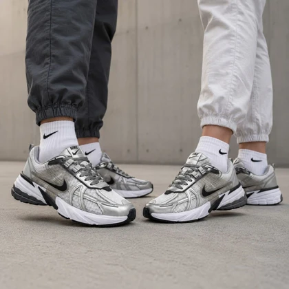 کفش و کتانی زنانه و دخترانه مدل نایک NIKE V2K رنگ سفید طوسی کد 41317