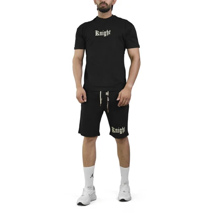 ست تیشرت و شلوارک اسپرت شنگلی مدل T107 مشکی