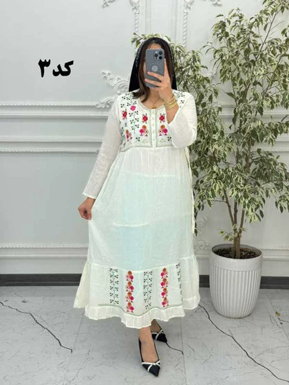 پیراهن آستین بلند گلدوزی گلناز 6069