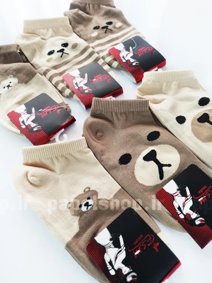 جوراب مچی دورنگ طرح خرس