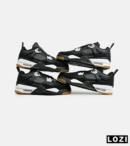 کتانی ساق‌دار بزرگ پا مشکی سفید Nike air jordan 4