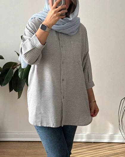 شومیز مانتویی لینن نخ تینا 1