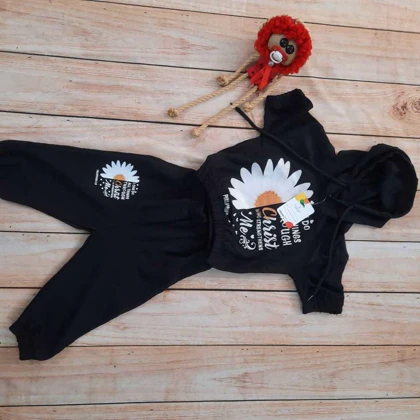 بلوزشلوارک مشکی دخترانه بابونه