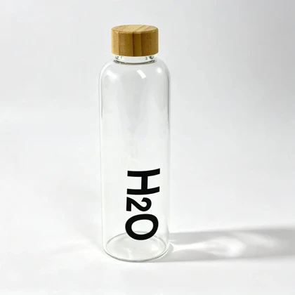 بطری پیرکس 1 لیتر درب بامبو H2O