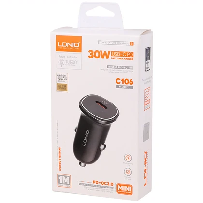 شارژر فندکی فست شارژ ماشین تایپ سی الدنیو C106