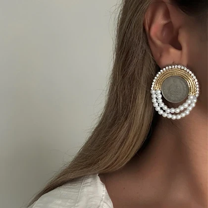 گوشواره زنانه سکه مرواریدی کد 864