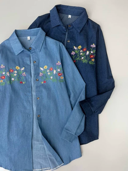 مانتو جین گلدوزی مدل 2 کد 3708