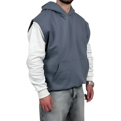 هودی وست سه نخ طوسی طرح ساده