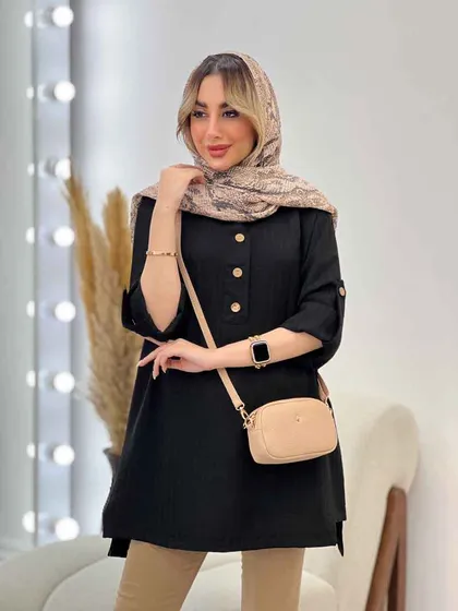 مانتو جلو بسته بغل چهار دکمه