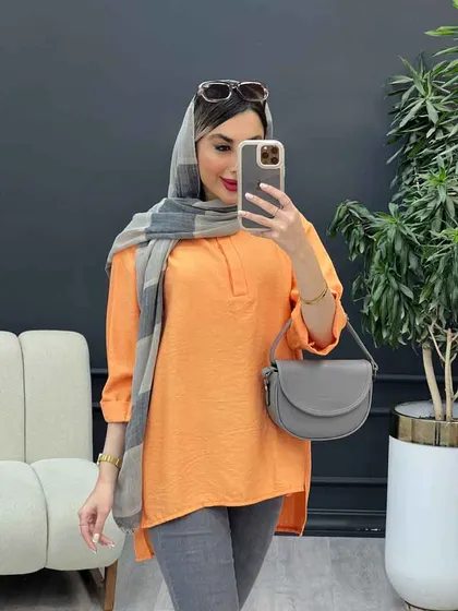 مانتو جلو بسته دکمه مخفی 4965