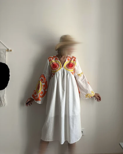 پیراهن لینن گلدوزی شده