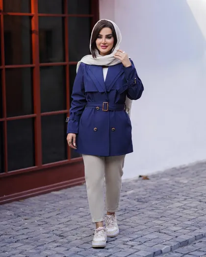 بارانی یقه آمریکایی رز کد 2131