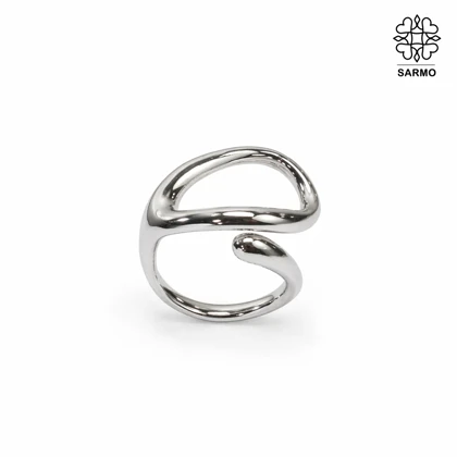 انگشتر استیل نقره ای انتزاعی کد 509151096
